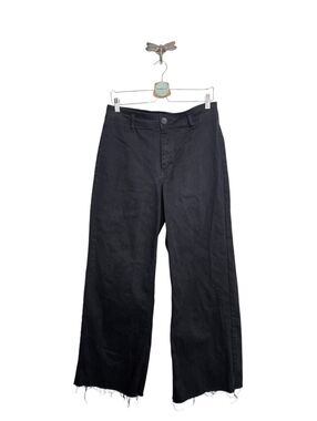 OAT New York 31×29.5 High-Rise Wide Leg Jean In Black Raw Hem Size 12/31